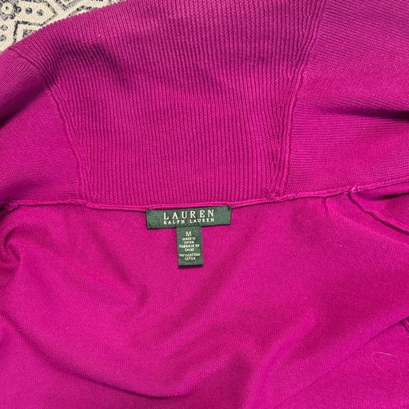 Lauren Ralph Lauren Women's Fuchsia Cowl Neck Cardigan - Picture 2 of 10